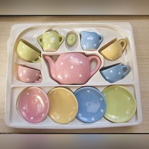 Colorful Polka Dot Ceramic Tea Set